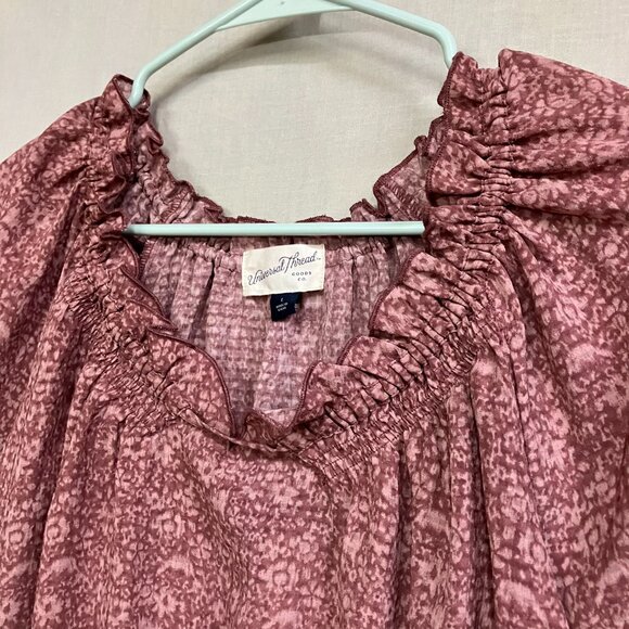 NWT Universal Thread Women's Size Large Mauve Floral Balloon Long Sleeve Blouse - Picture 8 of 13